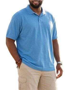 Mens Size XXXL Polo Shirt Stretch Cotton Aqua Blue Casual Collared Top